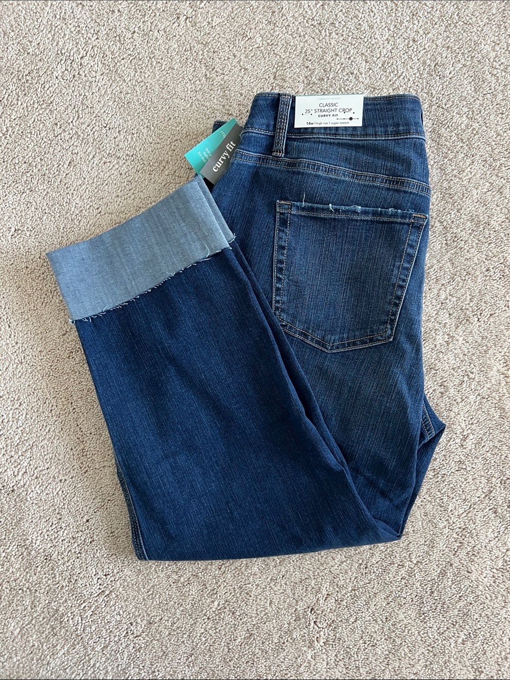 Maurices Cropped Cuffed Jeans 14W High Rise Super Stretch Curvy Fit - Picture 8 of 8